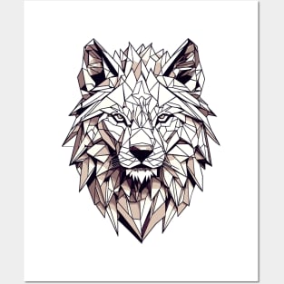 Unique and stylish lion head design in polygons Posters and Art